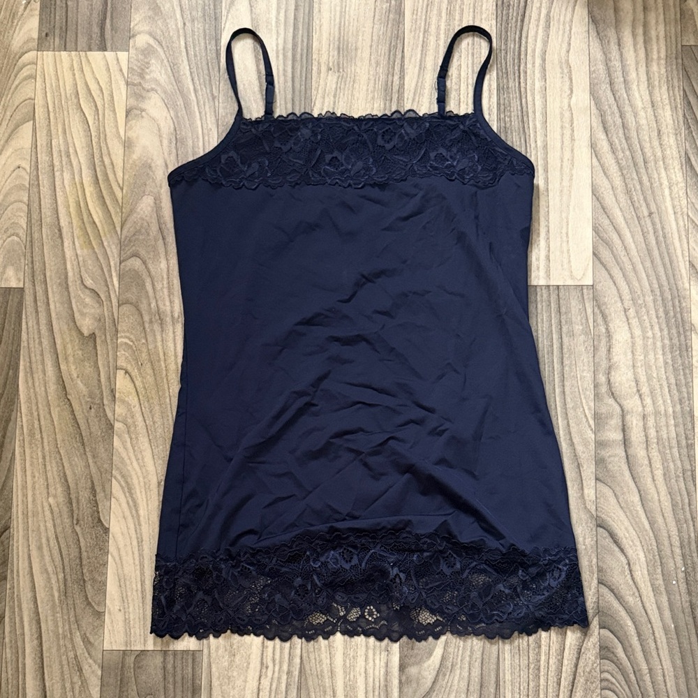 Y2K Midnight Blue Lace Trim Camisole